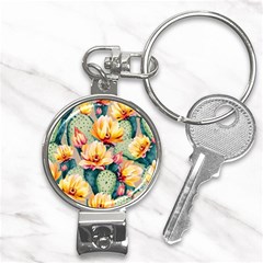 Prickly Pear Cactus Flower Plant Nail Clippers Key Chain by Ravend