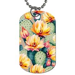 Prickly Pear Cactus Flower Plant Dog Tag (two Sides) by Ravend