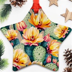 Prickly Pear Cactus Flower Plant Star Ornament (two Sides) by Ravend