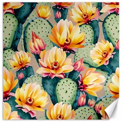 Prickly Pear Cactus Flower Plant Canvas 16  X 16  by Ravend