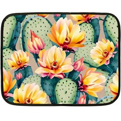 Prickly Pear Cactus Flower Plant Fleece Blanket (mini) by Ravend