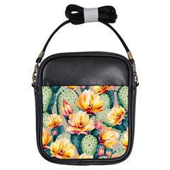 Prickly Pear Cactus Flower Plant Girls Sling Bag by Ravend