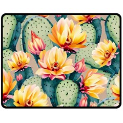 Prickly Pear Cactus Flower Plant Fleece Blanket (medium) by Ravend