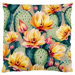 Prickly Pear Cactus Flower Plant Large Cushion Case (one Side) by Ravend