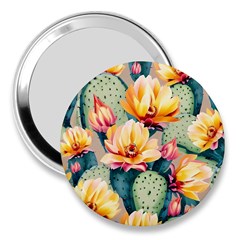 Prickly Pear Cactus Flower Plant 3  Handbag Mirrors by Ravend