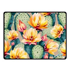 Prickly Pear Cactus Flower Plant Two Sides Fleece Blanket (small) by Ravend