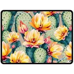 Prickly Pear Cactus Flower Plant Two Sides Fleece Blanket (large) by Ravend