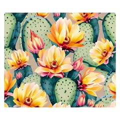 Prickly Pear Cactus Flower Plant Two Sides Premium Plush Fleece Blanket (small) by Ravend