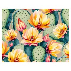 Prickly Pear Cactus Flower Plant Two Sides Premium Plush Fleece Blanket (medium) by Ravend