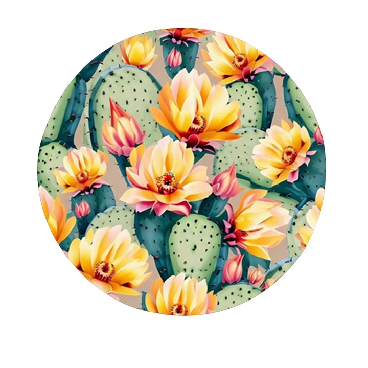 Prickly Pear Cactus Flower Plant Mini Round Pill Box