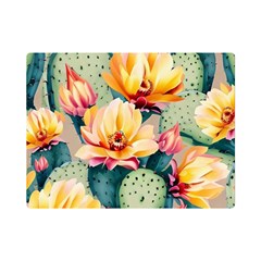 Prickly Pear Cactus Flower Plant Premium Plush Fleece Blanket (mini) by Ravend