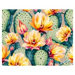 Prickly Pear Cactus Flower Plant Premium Plush Fleece Blanket (medium) by Ravend