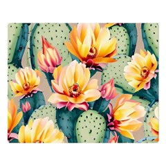 Prickly Pear Cactus Flower Plant Premium Plush Fleece Blanket (large) by Ravend