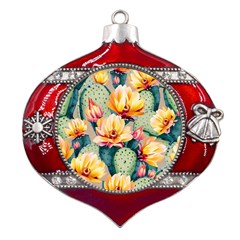 Prickly Pear Cactus Flower Plant Metal Snowflake And Bell Red Ornament by Ravend