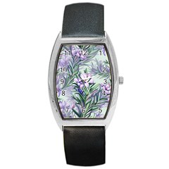 Beautiful Rosemary Floral Pattern Barrel Style Metal Watch by Ravend