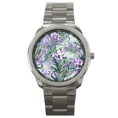 Beautiful Rosemary Floral Pattern Sport Metal Watch by Ravend