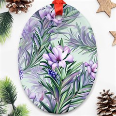 Beautiful Rosemary Floral Pattern Oval Ornament (two Sides) by Ravend