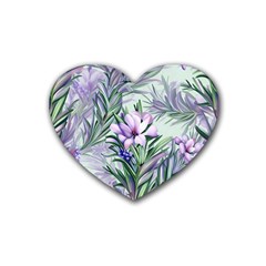 Beautiful Rosemary Floral Pattern Rubber Coaster (heart) by Ravend