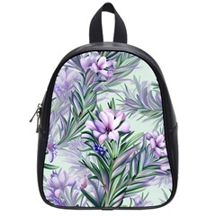 Beautiful Rosemary Floral Pattern School Bag (small) by Ravend