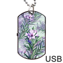 Beautiful Rosemary Floral Pattern Dog Tag Usb Flash (one Side) by Ravend