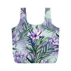 Beautiful Rosemary Floral Pattern Full Print Recycle Bag (m) by Ravend