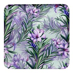 Beautiful Rosemary Floral Pattern Square Glass Fridge Magnet (4 Pack)