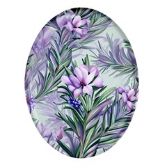 Beautiful Rosemary Floral Pattern Oval Glass Fridge Magnet (4 Pack)