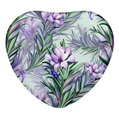 Beautiful Rosemary Floral Pattern Heart Glass Fridge Magnet (4 Pack) by Ravend