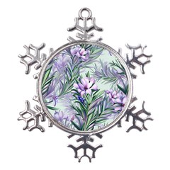 Beautiful Rosemary Floral Pattern Metal Large Snowflake Ornament