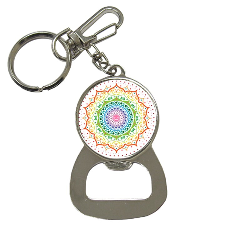 Mandala Pattern Rainbow Pride Bottle Opener Key Chain