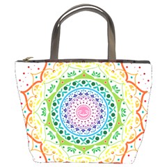 Mandala Pattern Rainbow Pride Bucket Bag by Ravend