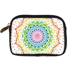 Mandala Pattern Rainbow Pride Digital Camera Leather Case by Ravend