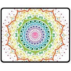 Mandala Pattern Rainbow Pride Fleece Blanket (medium) by Ravend