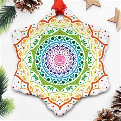 Mandala Pattern Rainbow Pride Snowflake Ornament (two Sides)