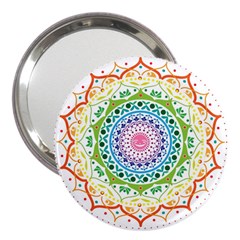 Mandala Pattern Rainbow Pride 3  Handbag Mirrors by Ravend