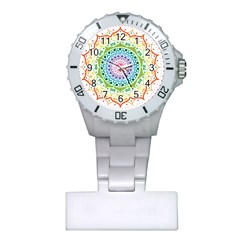 Mandala Pattern Rainbow Pride Plastic Nurses Watch by Ravend