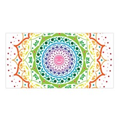 Mandala Pattern Rainbow Pride Satin Shawl 45  X 80  by Ravend