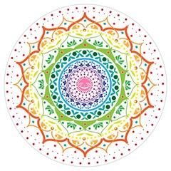 Mandala Pattern Rainbow Pride Round Trivet by Ravend