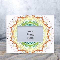 Mandala Pattern Rainbow Pride White Tabletop Photo Frame 4 x6  by Ravend