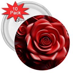 Roses Flowers Plant 3  Buttons (10 Pack)  by Ravend