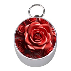 Roses Flowers Plant Mini Silver Compasses by Ravend