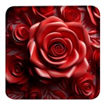 Roses Flowers Plant Square Glass Fridge Magnet (4 pack) Front