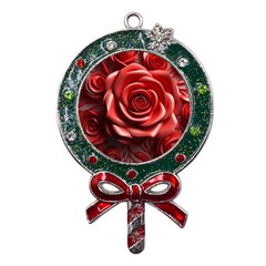 Roses Flowers Plant Metal X mas Lollipop With Crystal Ornament by Ravend