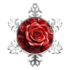 Roses Flowers Plant Metal Small Snowflake Ornament