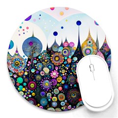 Flower Flowers Flora Floral Nature Watercolor Art Texture Round Mousepad by Ravend