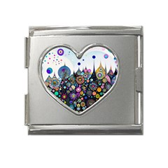 Flower Flowers Flora Floral Nature Watercolor Art Texture Mega Link Heart Italian Charm (18mm) by Ravend