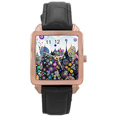 Flower Flowers Flora Floral Nature Watercolor Art Texture Rose Gold Leather Watch  by Ravend