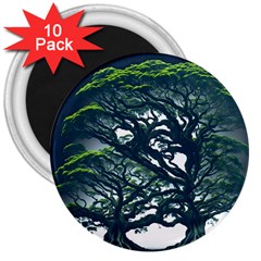 Tree Leaf Green Forest Wood Natural Nature 3  Magnets (10 Pack)  by Ravend