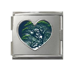 Tree Leaf Green Forest Wood Natural Nature Mega Link Heart Italian Charm (18mm) by Ravend