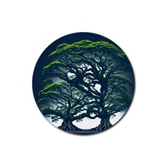 Tree Leaf Green Forest Wood Natural Nature Rubber Round Coaster (4 Pack) by Ravend